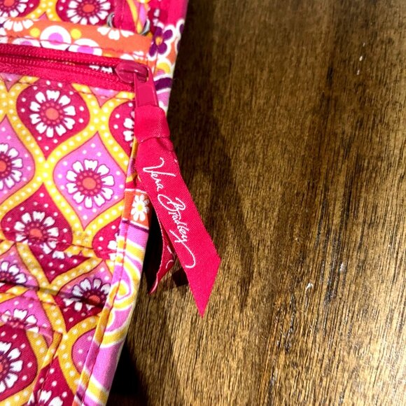 Vera Bradley Set Of 2 Wallets & Coin Pouch In Floral Quilted Cotton Pink & Yello - Picture 4 of 8